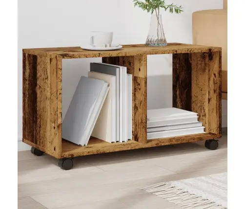 Plaukts Ar Riteņiem, Veca Koka, 72X33X42,5 Cm, Konstruēts Koks Vidaxl