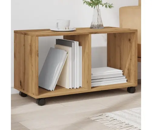 Plaukts Ar Riteņiem, Koka Krāsa, 72X33X42,5 Cm, Konstruēts Koks Vidaxl