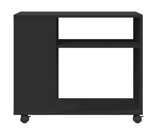 Šoninis Staliukas Su Ratukais, Juodas, 70X35X60cm Mediena