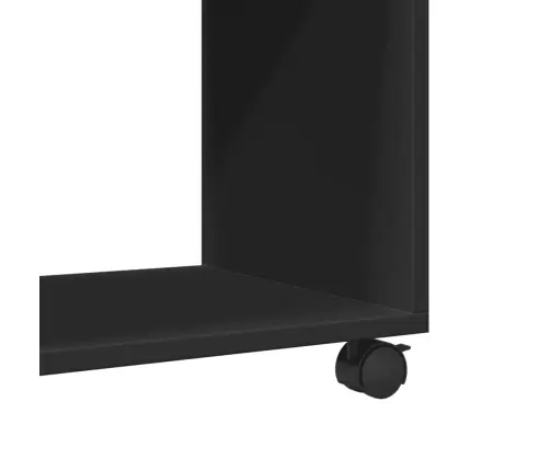 Šoninis Staliukas Su Ratukais, Juodas, 70X35X60cm Mediena