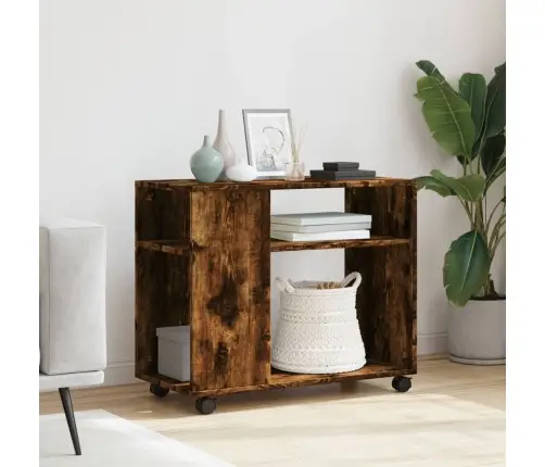 Šoninis Staliukas Su Ratukais, Dūminis, 70X35X60cm Mediena Šoninis Staliukas Su Ratukais, Dūminis, 70X35X60cm Mediena