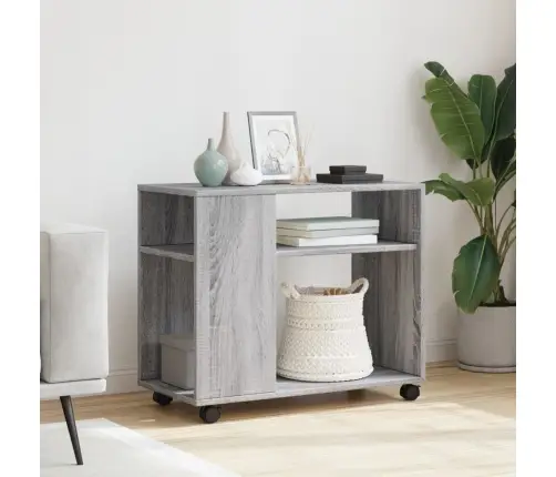 Galdiņš Ar Riteņiem, Pelēks, 70X35X60 Cm, Inženierijas Koks Vidaxl