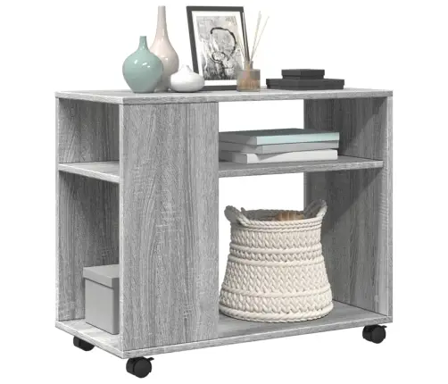 Galdiņš Ar Riteņiem, Pelēks, 70X35X60 Cm, Inženierijas Koks Vidaxl