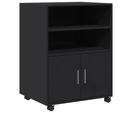 Spintelė Su Ratukais, Juoda, 60X48X81cm Apdirbta Mediena