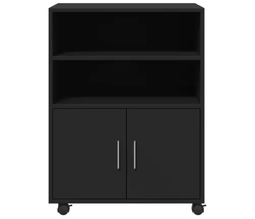 Spintelė Su Ratukais, Juoda, 60X48X81cm Apdirbta Mediena