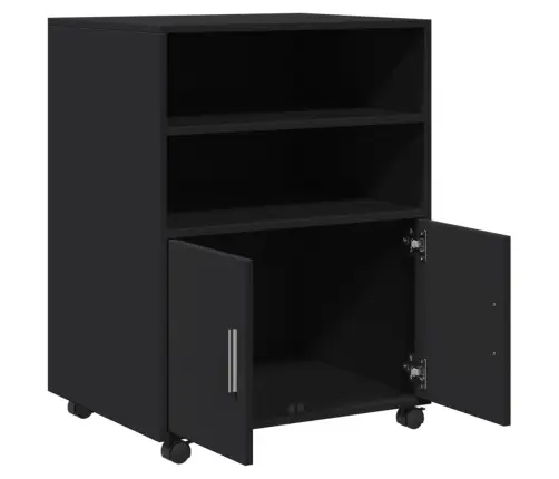 Spintelė Su Ratukais, Juoda, 60X48X81cm Apdirbta Mediena