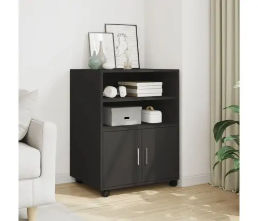 Spintelė Su Ratukais, Juoda, 60X48X81cm Apdirbta Mediena