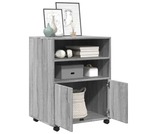 Plaukts Uz Riteņiem, Pelēcīgs, 60X48X81 Cm, Inženierijas Koks Vidaxl