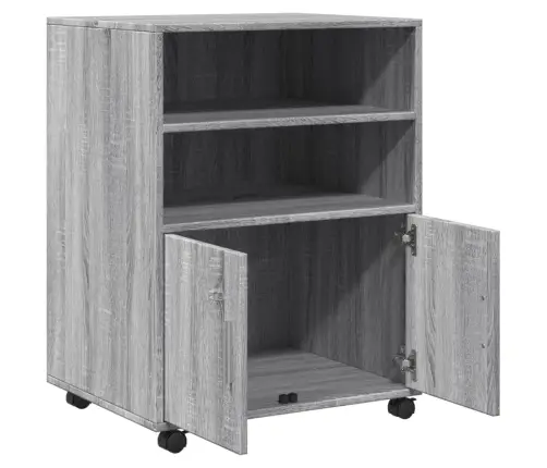 Plaukts Uz Riteņiem, Pelēcīgs, 60X48X81 Cm, Inženierijas Koks Vidaxl