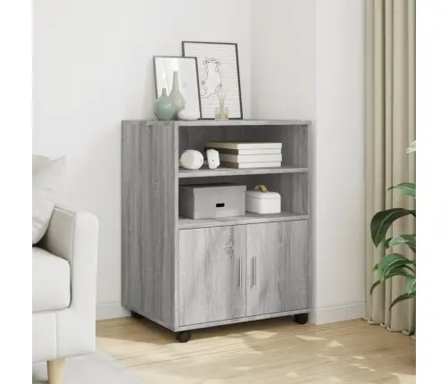 Plaukts Uz Riteņiem, Pelēcīgs, 60X48X81 Cm, Inženierijas Koks Vidaxl