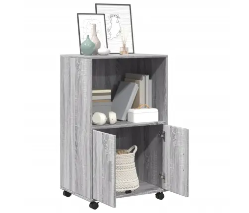 Plaukts Ar Riteņiem, Pelēcīgs, 55X40X91 Cm, Inženierijas Koks Vidaxl