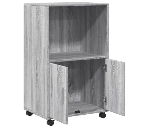 Plaukts Ar Riteņiem, Pelēcīgs, 55X40X91 Cm, Inženierijas Koks Vidaxl