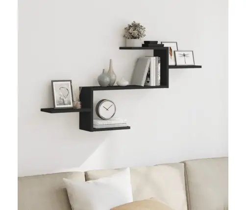 Sienas Plaukts, Melns, 104X15X49 Cm, Inženierijas Koks Vidaxl