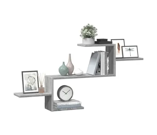 Sienas Plaukts, Pelēcīgs, 104X15X49 Cm, Inženierijas Koks Vidaxl