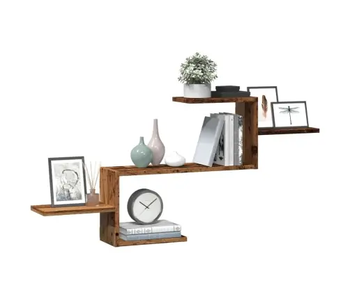 Sienas Plaukts, Veca Koka, 104X15X49 Cm, Inženierijas Koks Vidaxl