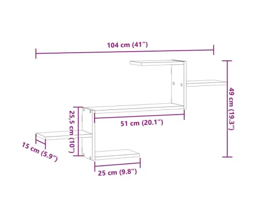 Sienas Plaukts, Koka Krāsa, 104X15X49 Cm, Inženierijas Koks Vidaxl