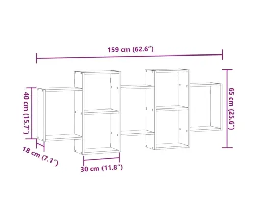Sienas Plaukts, Balts, 159X18X65 Cm, Inženierijas Koks Vidaxl