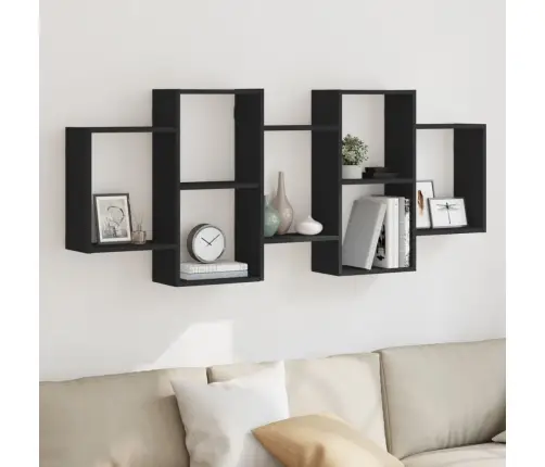 Sienas Plaukts, Melns, 159X18X65 Cm, Konstruēts Koks Vidaxl