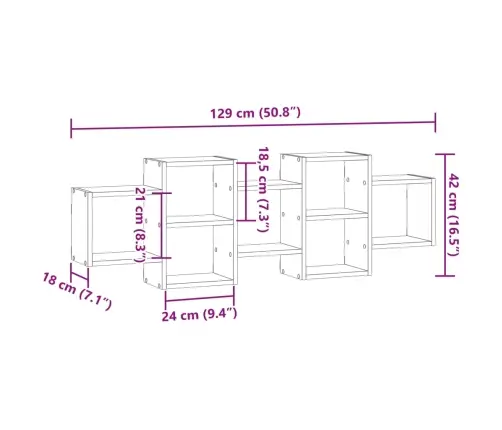 Seinariiul, Valge, 129X18X42 cm Tehispuit