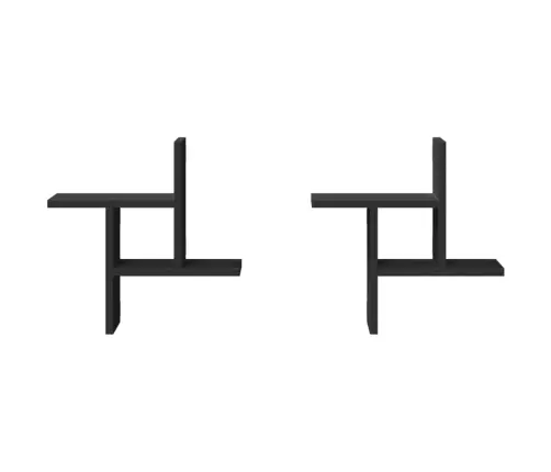 Sienas Plaukti, 2 Gab., Melni, 38X12X38 Cm, Inženierijas Koks Vidaxl