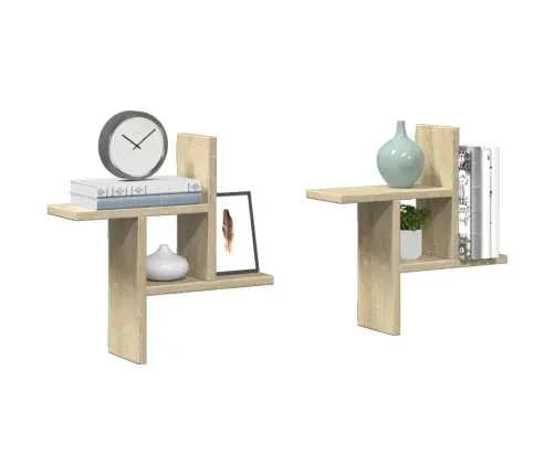 Seinariiulid 2 Tk, Sonoma Tamm, 38X12X38 cm Tehispuit