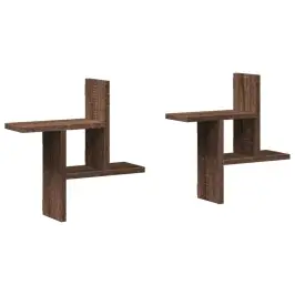Seinariiulid 2 Tk, Pruun Tamm, 38X12X38 cm Tehispuit