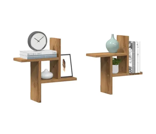 Sienas Plaukti, 2 Gab., 38X12X38 Cm, Inženierijas Koks Vidaxl