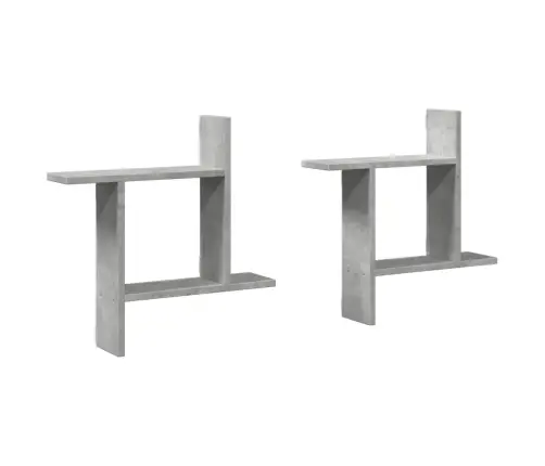 Sienas Plaukti, 2 Gab., 50X12X50 Cm, Pelēki, Inženierijas Koks Vidaxl