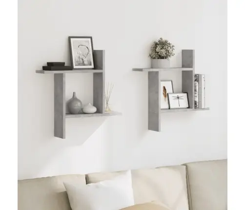 Sienas Plaukti, 2 Gab., 50X12X50 Cm, Pelēki, Inženierijas Koks Vidaxl