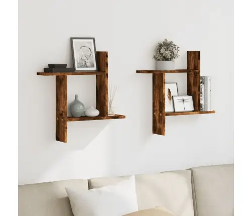 Sienas Plaukti, 2 Gab., 50X12X50Cm, Ozolkoka, Inženierijas Koks Vidaxl