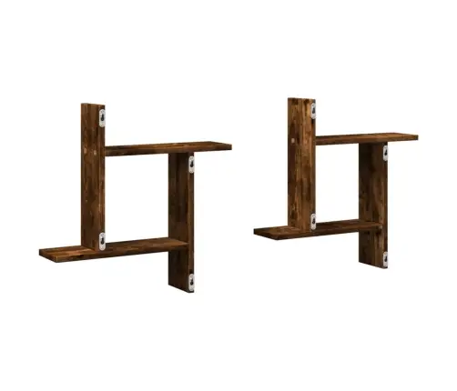 Sienas Plaukti, 2 Gab., 50X12X50Cm, Ozolkoka, Inženierijas Koks Vidaxl