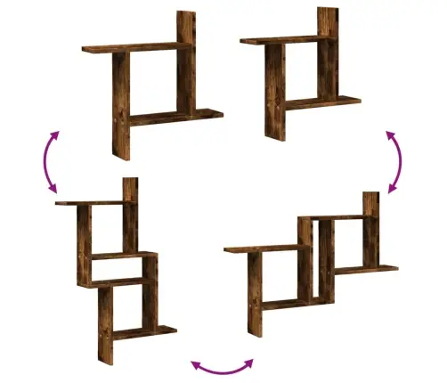 Sienas Plaukti, 2 Gab., 50X12X50Cm, Ozolkoka, Inženierijas Koks Vidaxl