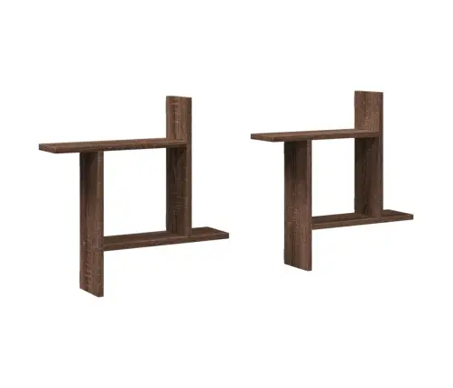 Sienas Plaukti, 2 Gb., Brūna Ozolkoka, 50X12X50 Cm, Koks Vidaxl