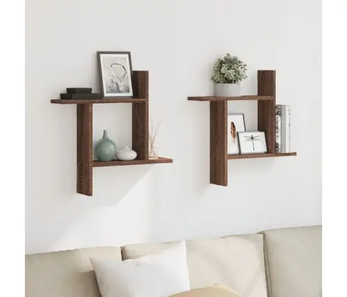 Sienas Plaukti, 2 Gb., Brūna Ozolkoka, 50X12X50 Cm, Koks Vidaxl