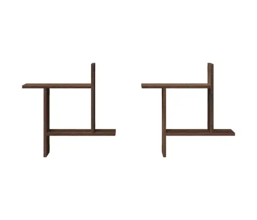 Sienas Plaukti, 2 Gb., Brūna Ozolkoka, 50X12X50 Cm, Koks Vidaxl