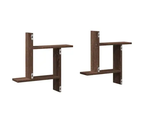 Sienas Plaukti, 2 Gb., Brūna Ozolkoka, 50X12X50 Cm, Koks Vidaxl