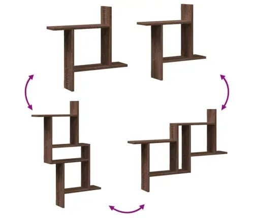 Sienas Plaukti, 2 Gb., Brūna Ozolkoka, 50X12X50 Cm, Koks Vidaxl