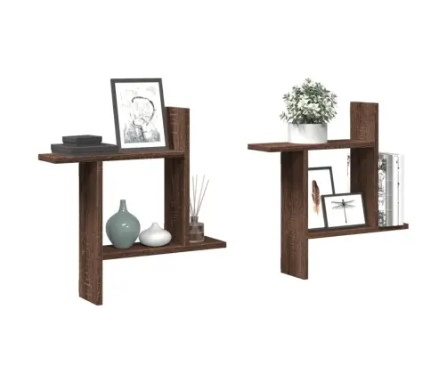 Sienas Plaukti, 2 Gb., Brūna Ozolkoka, 50X12X50 Cm, Koks Vidaxl