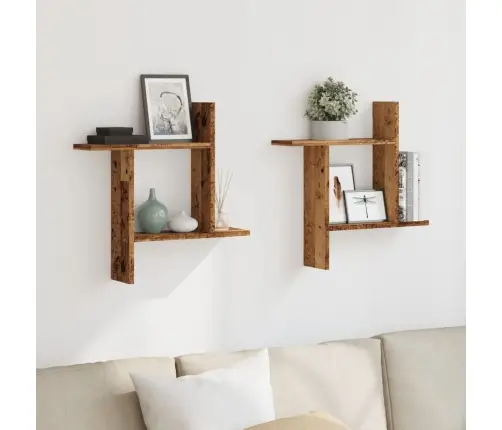 Sienas Plaukti, 2 Gab., 50X12X50 Cm, Inženierijas Koks Vidaxl