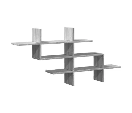 Sienas Plaukts Pelēka Ozola 124,5X18X60,5 Cm Inženierijas Koks Vidaxl