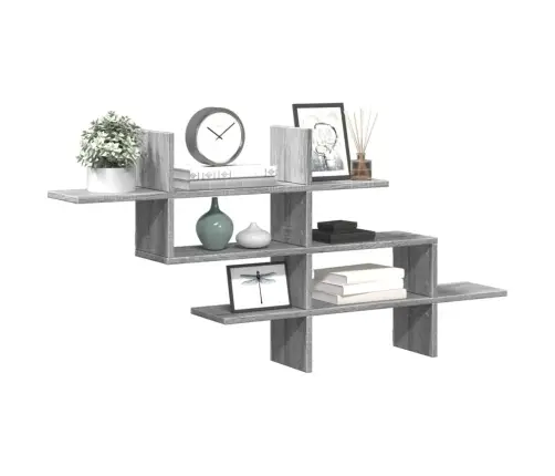 Sienas Plaukts Pelēka Ozola 124,5X18X60,5 Cm Inženierijas Koks Vidaxl