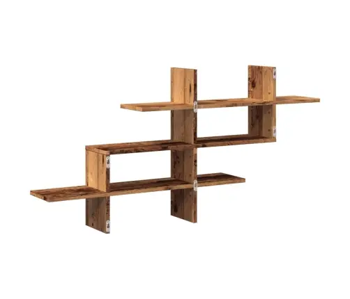 Sienas Plaukts, Veca Koka, 124,5X18X60,5 Cm, Inženierijas Koks Vidaxl