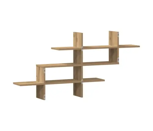 Sienas Plaukts Koka Krāsa 124,5X18X60,5 Cm Inženierijas Koks Vidaxl