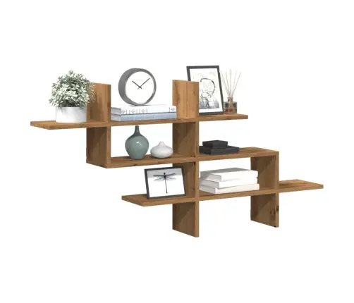 Sienas Plaukts Koka Krāsa 124,5X18X60,5 Cm Inženierijas Koks Vidaxl