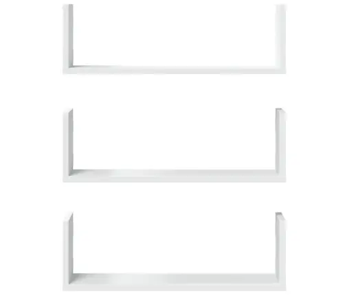 Sieninės Lentynos, 3Vnt., Baltos, 58X18X18cm Apdirbta Mediena