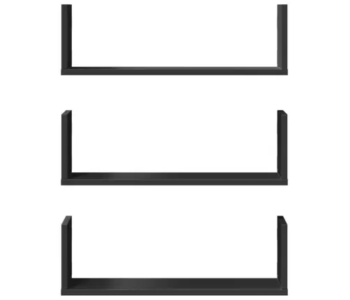 Seinariiulid 3 Tk, Must, 58 X 18 X 18 cm Tehispuit