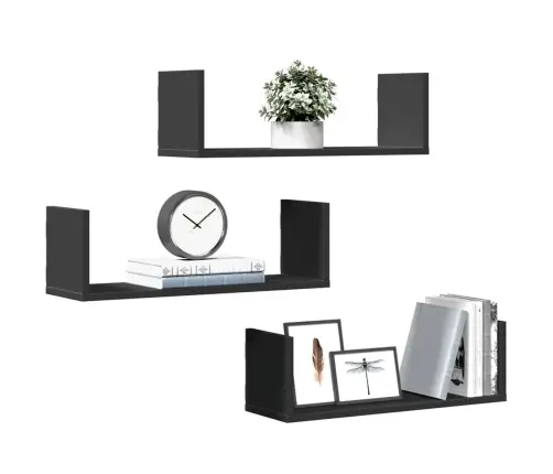 Seinariiulid 3 Tk, Must, 58 X 18 X 18 cm Tehispuit