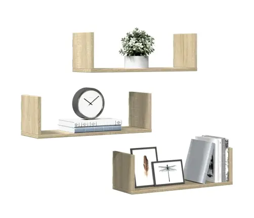 Sienas Plaukti, 3 Gab., Ozola, 58X18X18 Cm, Inženierijas Koks Vidaxl