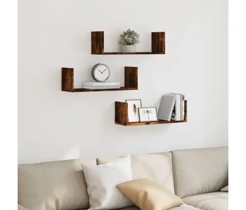 Sienas Plaukti, 3 Gab., Ozola, 58X18X18 Cm, Inženierijas Koks Vidaxl