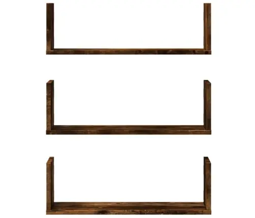 Sienas Plaukti, 3 Gab., Ozola, 58X18X18 Cm, Inženierijas Koks Vidaxl